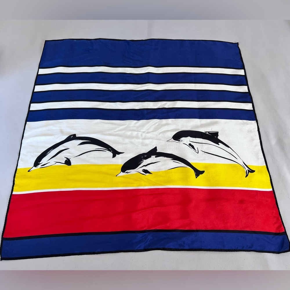 Women's‎ silk scarf with dolphins in various colors